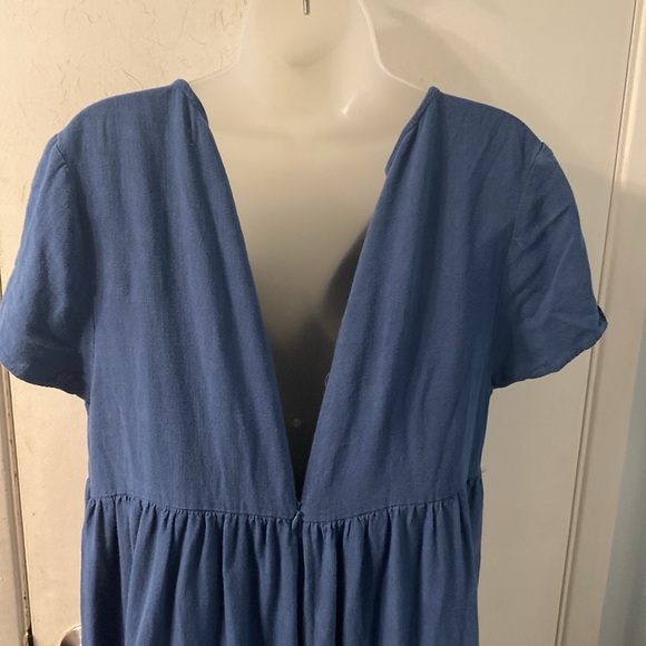 Natural Life Avery Jumpsuit Washed Indigo Wide Leg Lagenlook Linen Blend Size M - Picture 6 of 10